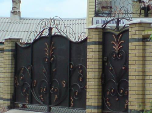 Ворота кованые, ворота кованые с калиткой, калитка из профнастила, про